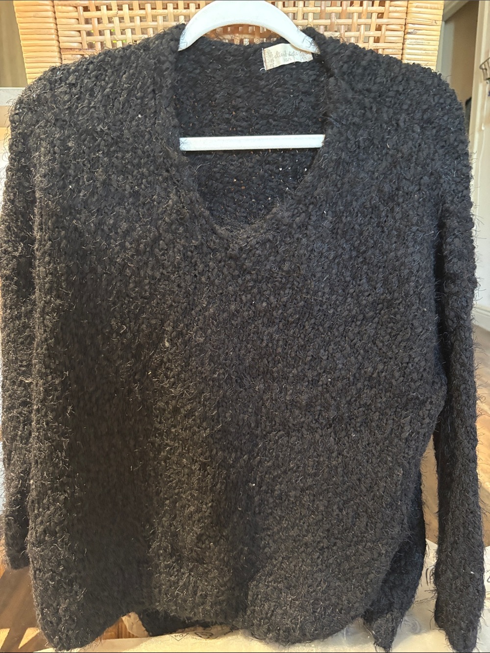 Altar'd State Black Textured V-Neck Knit Sweater